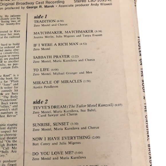 Fiddler on the Roof; LP Zero Mostell 1964 - Picture 2 of 6